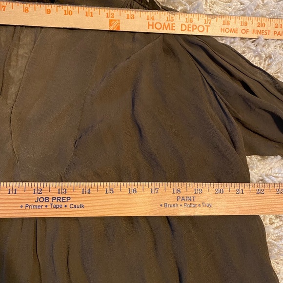 ZARA BASIC Silk Velvet Beads Embroidery Kimono Tunic Top Olive, size XS - Picture 4 of 16